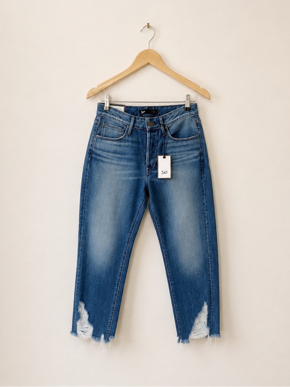 NEW 3X1 Higher Ground Boyfriend Cropped Distressed Jeans Rushmore Wash